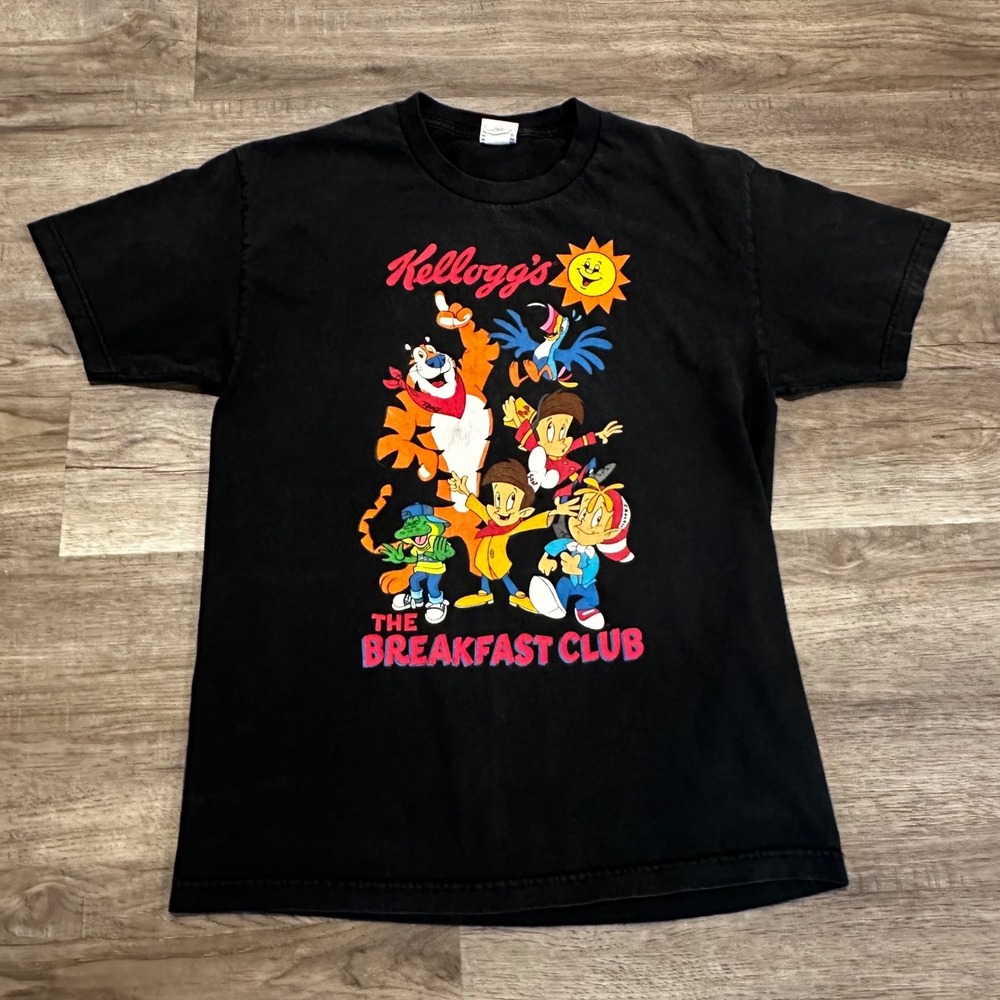 Kellogg's The Breakfast Club T-Shirt Mens Large Black Tony Tiger Toucan Sam 2013
